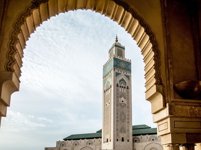 Hassan II Mosque beside the Atlantic Ocean